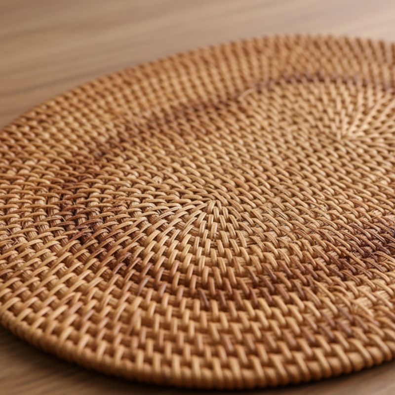 Set De Table En Rotin Artisanal Facile À Nettoyer Et Écologique