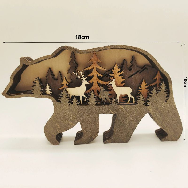 Sculpture En Bois Ours En Relief Artistique