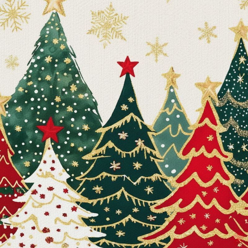 Set De Table En Lin Imprimé Sapins