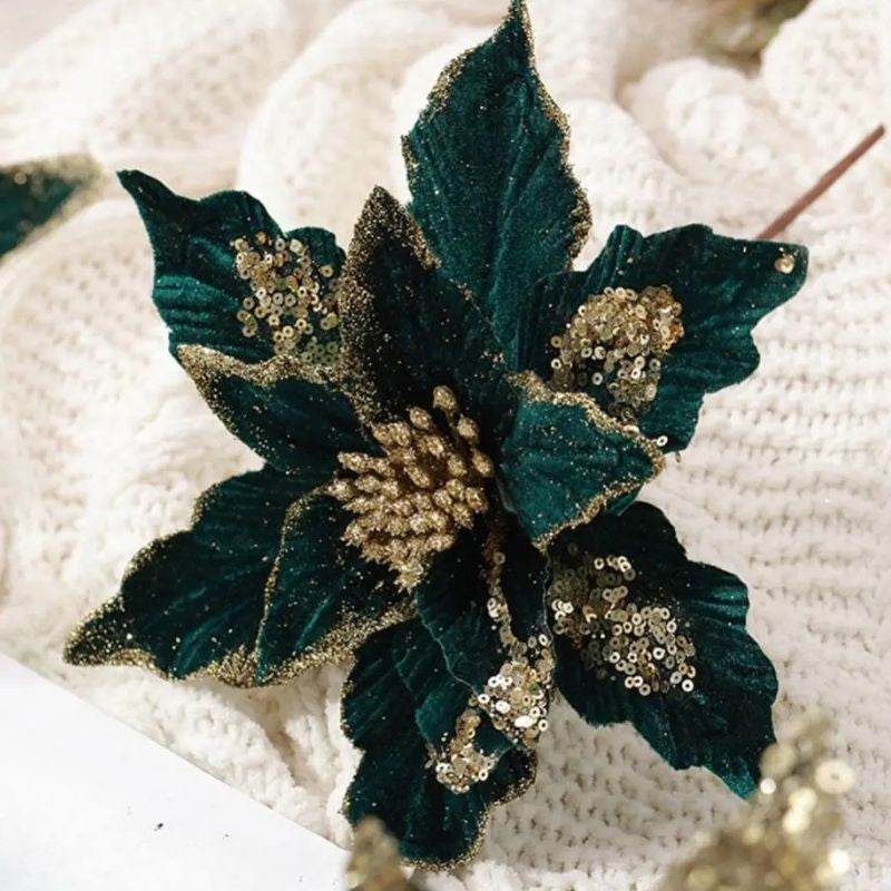 Fleur Artificielle Vert Feuillage Pailleté Décoratif