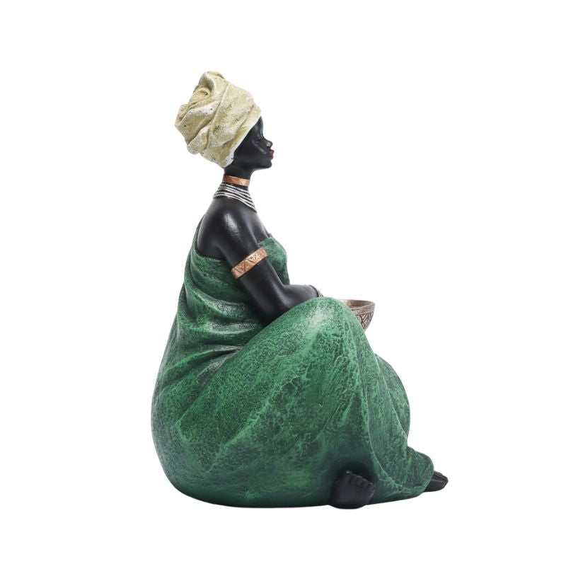 Sculpture Femme Assise En Décoration Ethnique