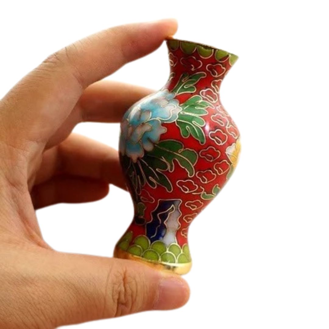 Vase Chinois en Émail Cloisonné Très Petit