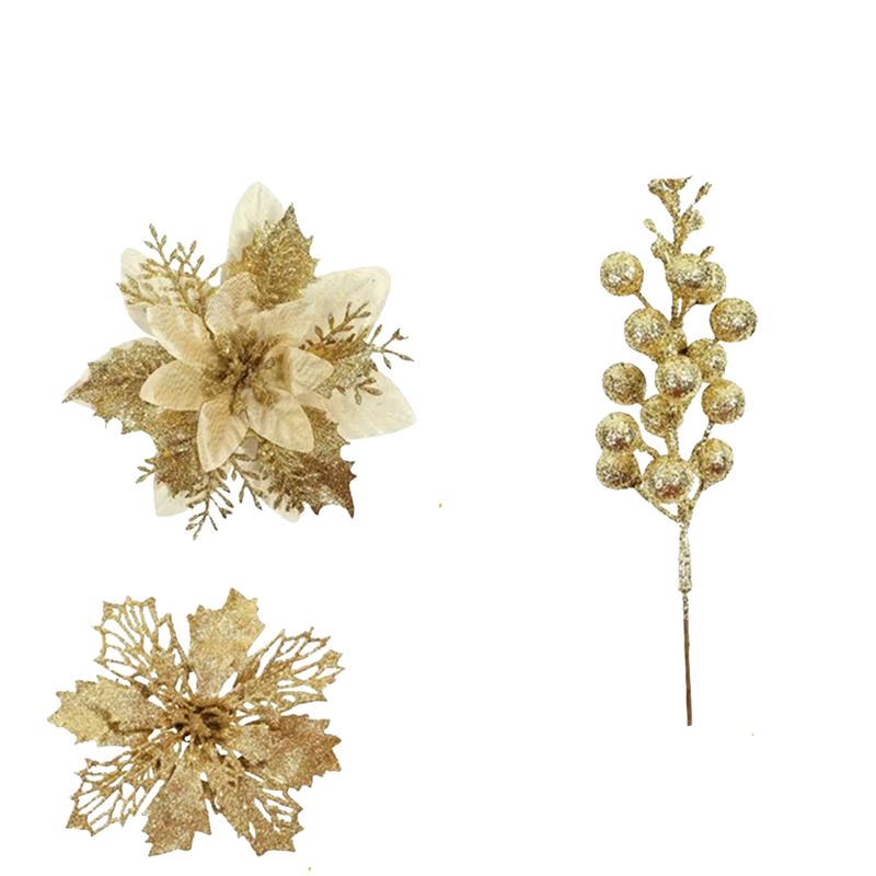 Décorations de Noël Ornements Floraux Brillants