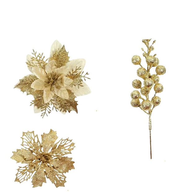 Décorations de Noël Ornements Floraux Brillants