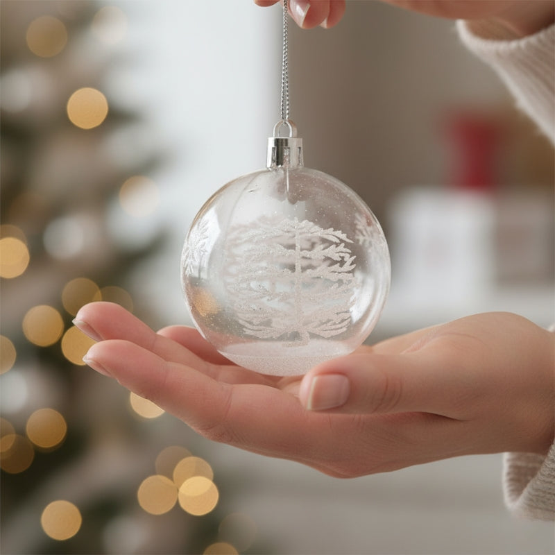 Décorations de Noël Boules Houx Pailletées