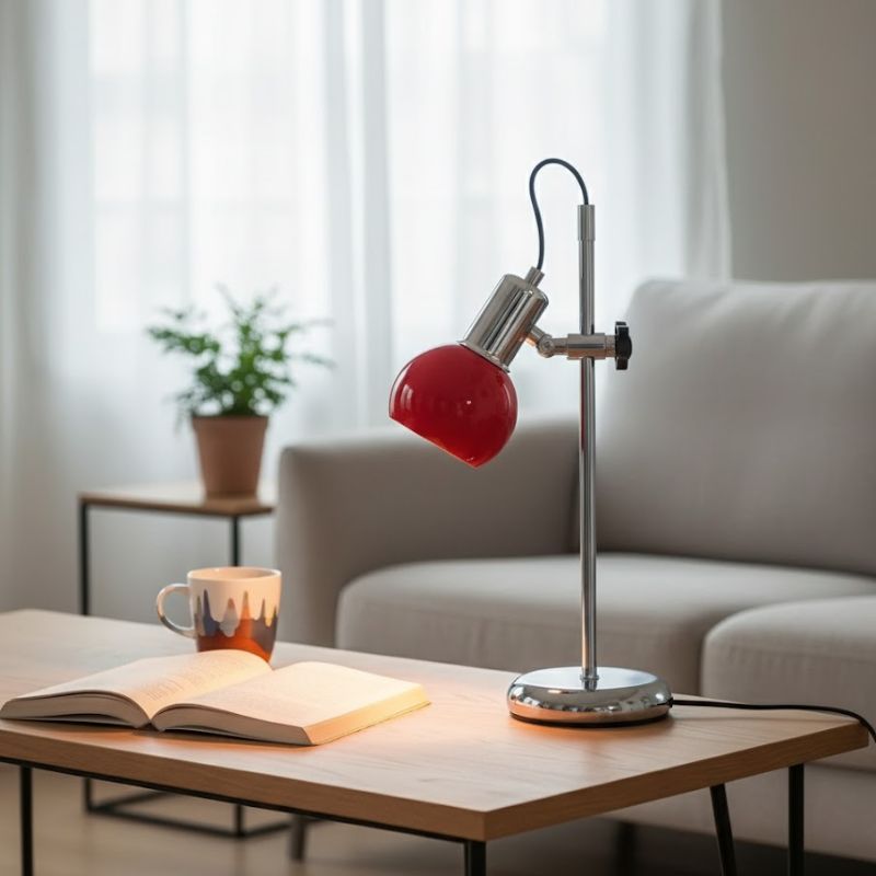 Lampe Champignon Design Rouge Orientable Avec Éclairage Chaud