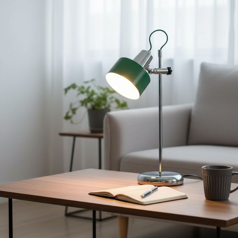 Lampe Champignon Verte Design Moderne En Métal Chromé