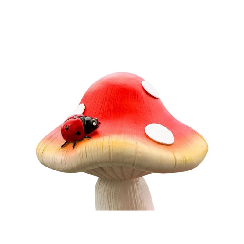 Sculpture Jardin Champignon Décoratif Avec Coccinelles