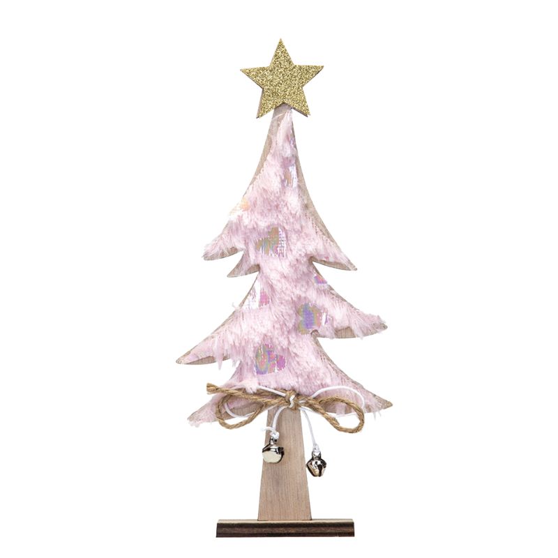 Sapin de Noël en Bois avec Étoile Dorée et Ruban