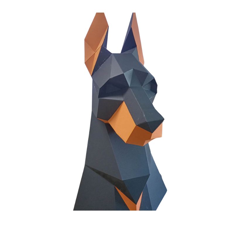 Sculpture Papier Doberman Géométrique 3D en Papercraft