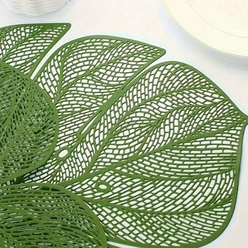 Set De Table Vinyle Feuille Tropicale Chic 4 Pièces