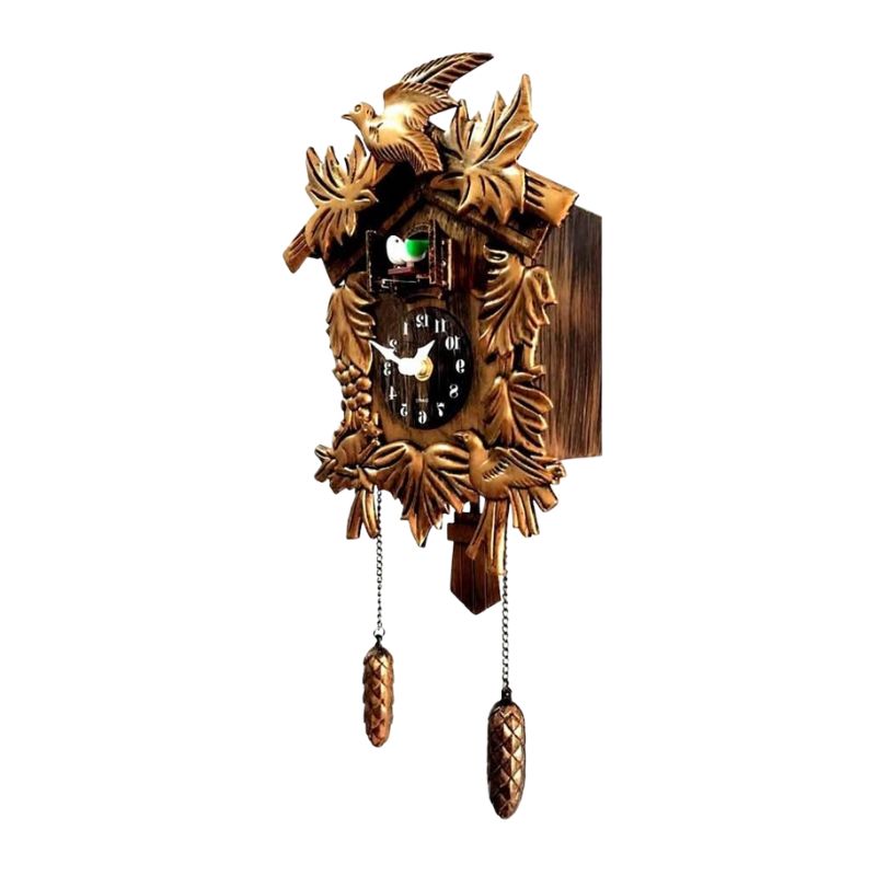 Horloge Coucou Murale Style Traditionnel En Bois Sculpté