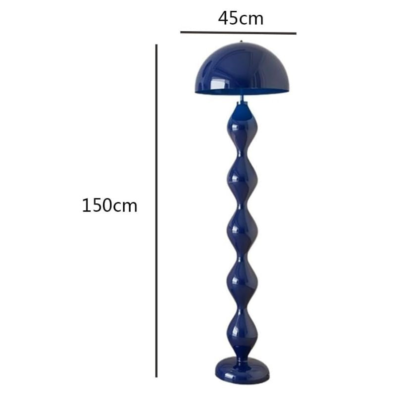 Lampadaire Champignon Bleue Avec Pied Sculpté Et Abat Jour Rond