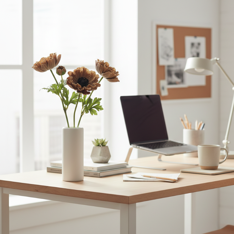 Fleur Artificielle Marron Avec Pétales Ondulés