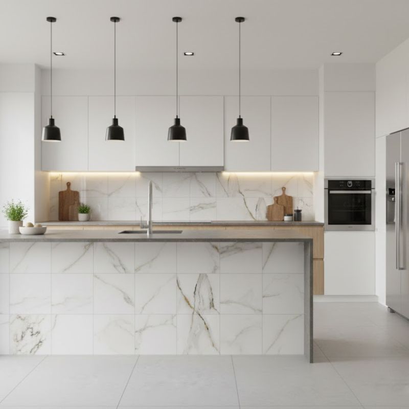Panneau Mural PVC Inspiration Marbre Blanc Chic