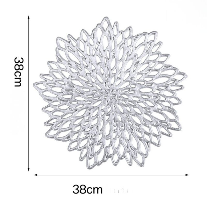 Set De Table Vinyle Feuille Ajourée Élégante Et Lavable 4 Pièces