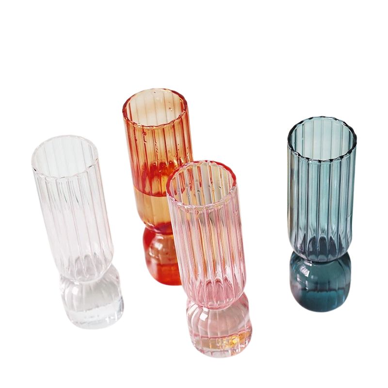 Vase Transparent en Verre Strié