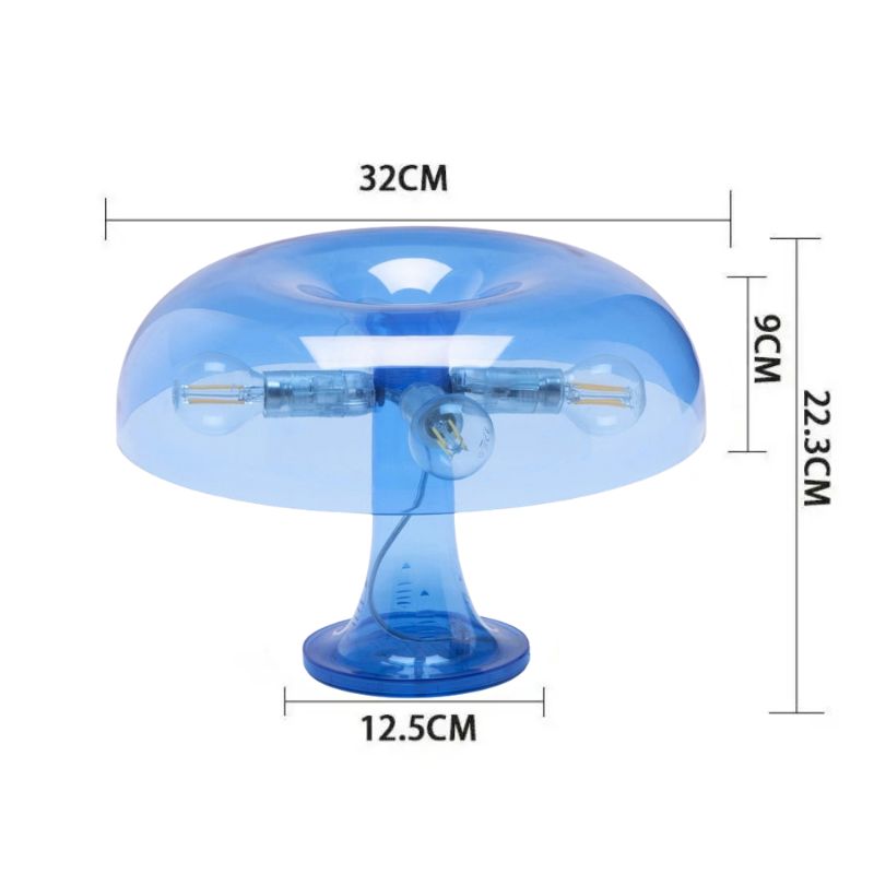Lampe Champignon Bleue Style Vintage Avec Dôme Transparent