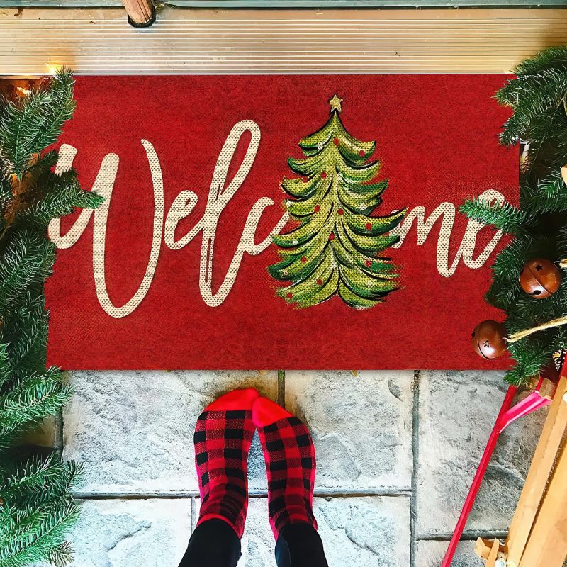 Décorations de Noël Tapis de Porte Sapin