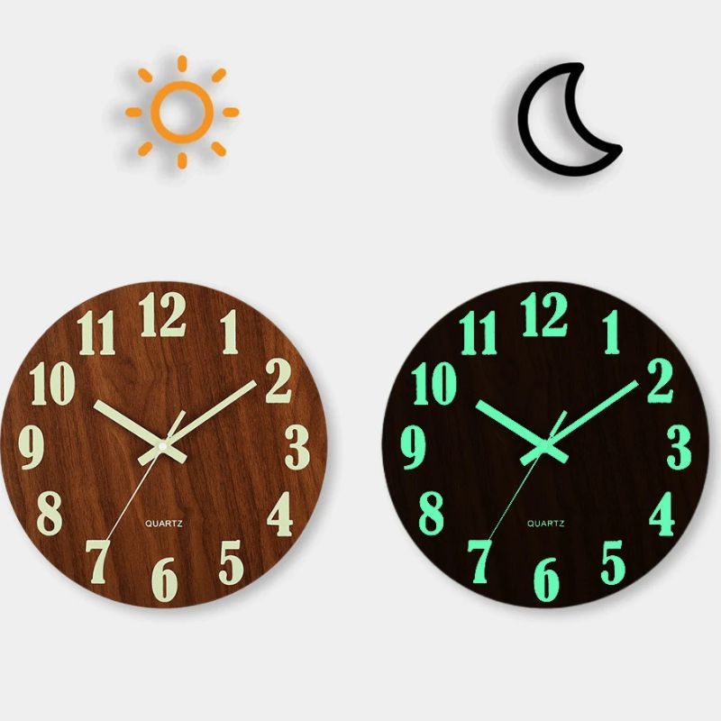 Horloge En Bois Murale Avec Effet Lumineux