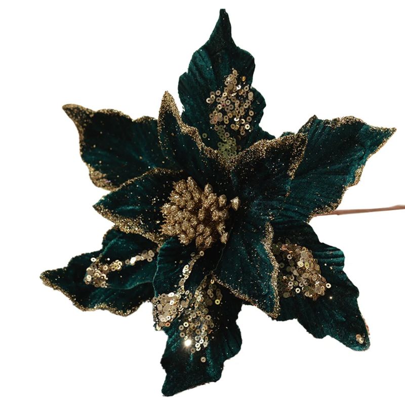 Fleur Artificielle Vert Feuillage Pailleté Décoratif