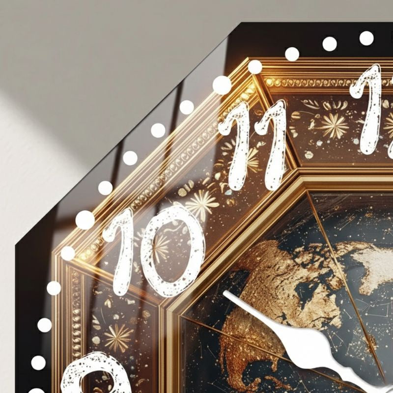 Horloge Monde Décorative Avec Design Octogonal