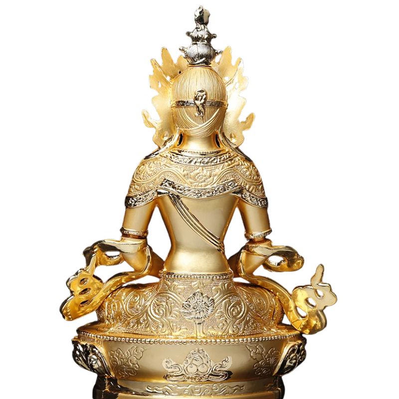 Sculpture En Métal Bouddha Amitayus Décorative