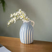 Mini Vase à Fleurs à Rayures Bleues