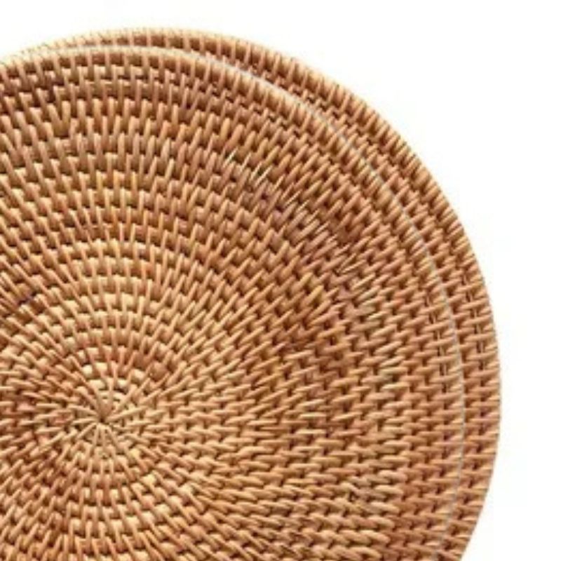 Set De Table En Rotin Rond Pour Ambiance Rustique