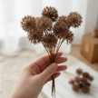 Fleur Artificielle Marron Avec Pompons Rigides