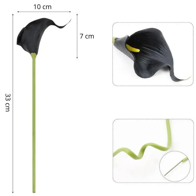 Fleur Artificielle Noir Avec Lys Calla En Bouquet Sculptural