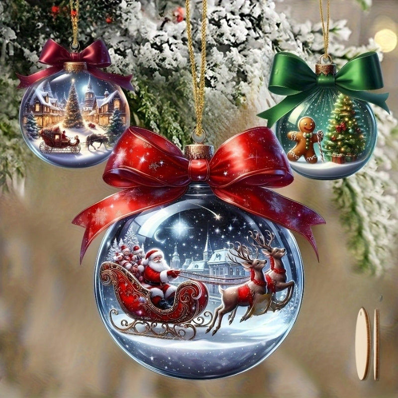 Décorations de Noël Boules À Scène Hivernale