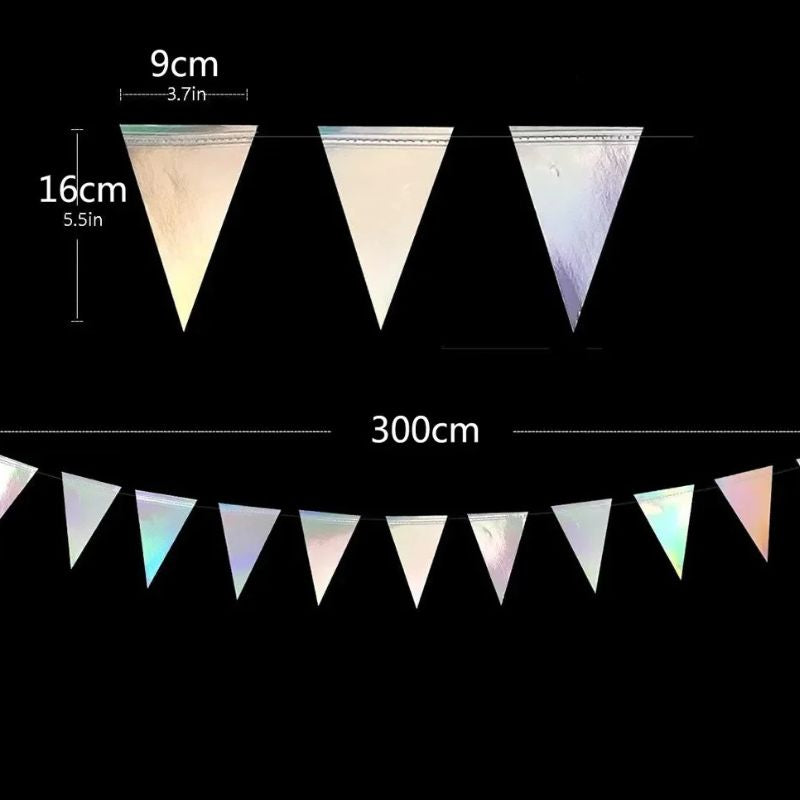 Guirlandes pour Anniversaire Triangle Métallique à Reflets Arc-en-Ciel