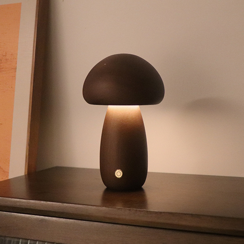 Lampe Champignon Tactile Moderne En Bois