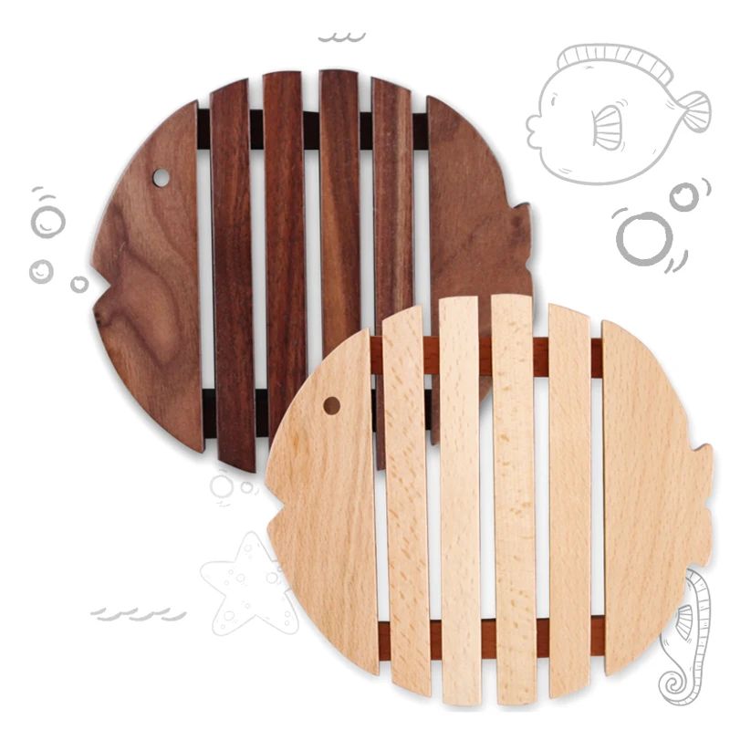 Set De Table Bois Massif Style Scandinave en Forme de Poisson