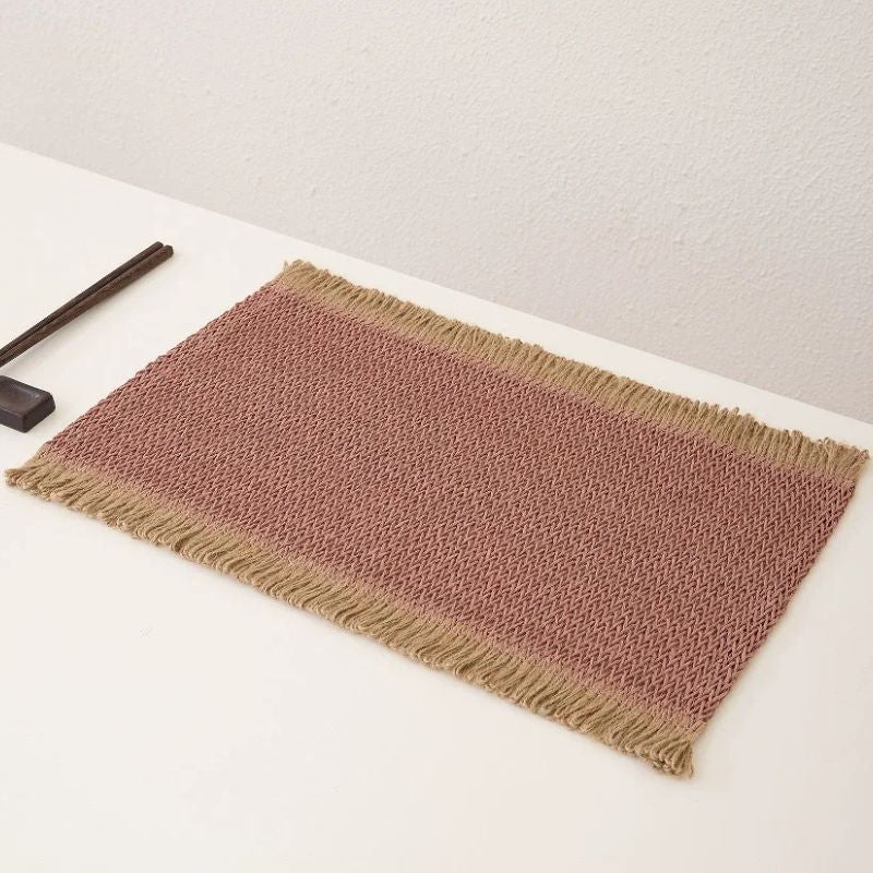 Set De Table En Papier Naturel Avec Finition Frangée Lot de 4 Pièces