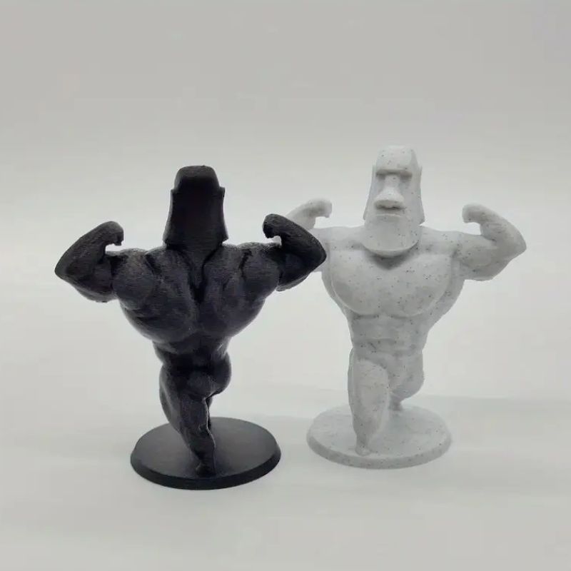 Sculpture Moai Musclé Avec Posture Puissante Décorative