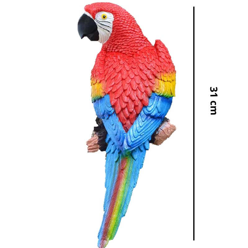 Sculpture Perroquet Coloré En Résine