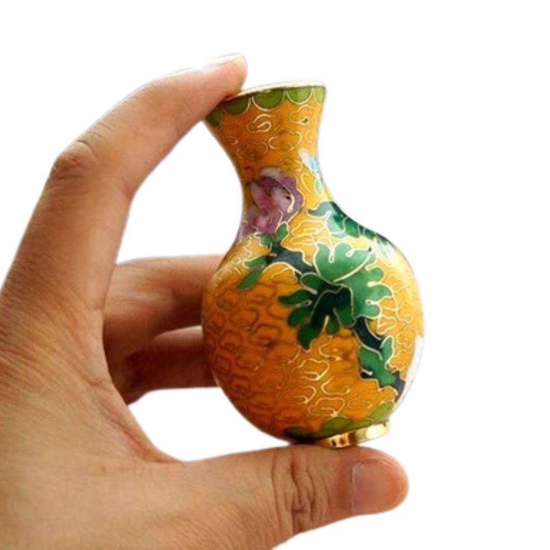 Vase Chinois en Émail Cloisonné Très Petit