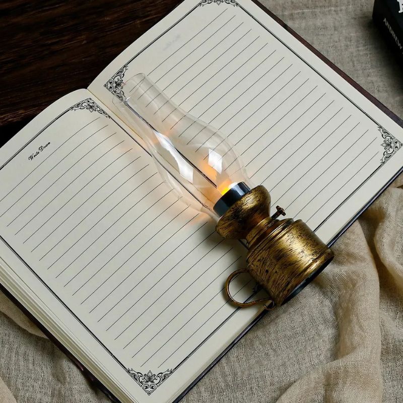 Éclairage de Table Vintage à LED Imitation Lanterne à Pile