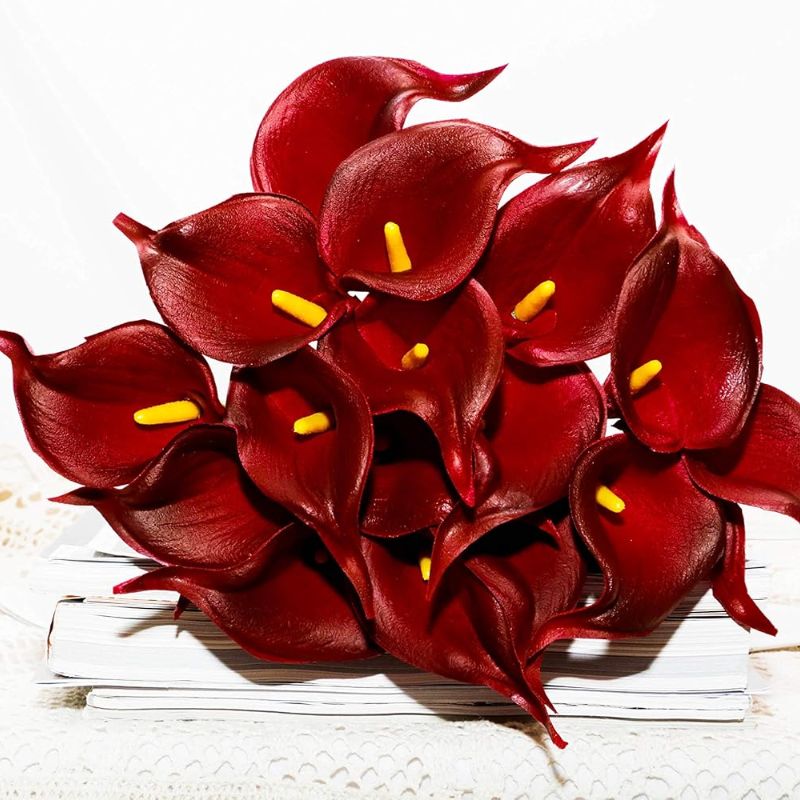 Fleur Artificielle Rouge En Bouquet De Callas