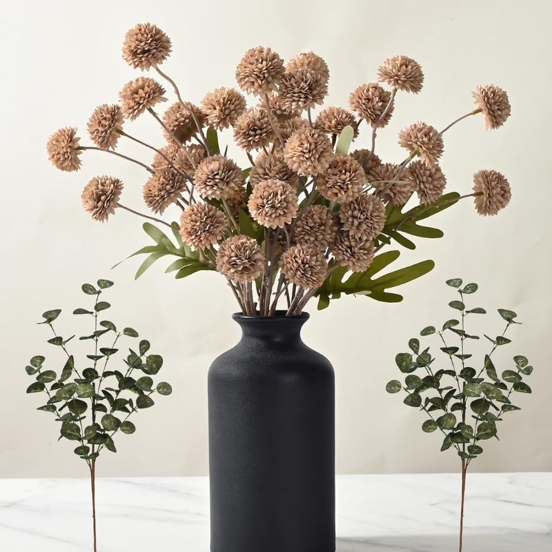 Fleur Artificielle Marron Style Pompon
