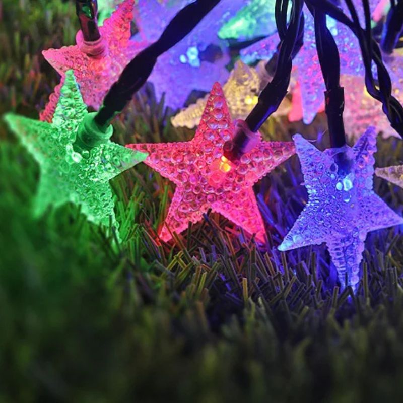 Guirlandes Solaires Étoiles Brillantes LED