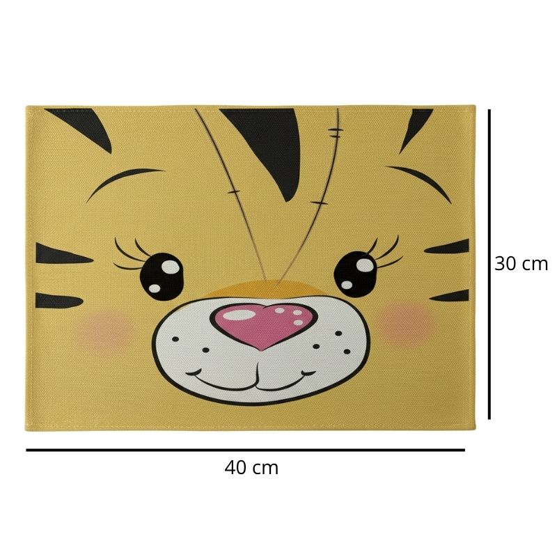 Set De Table En Lin Naturel Imprimé Tigre