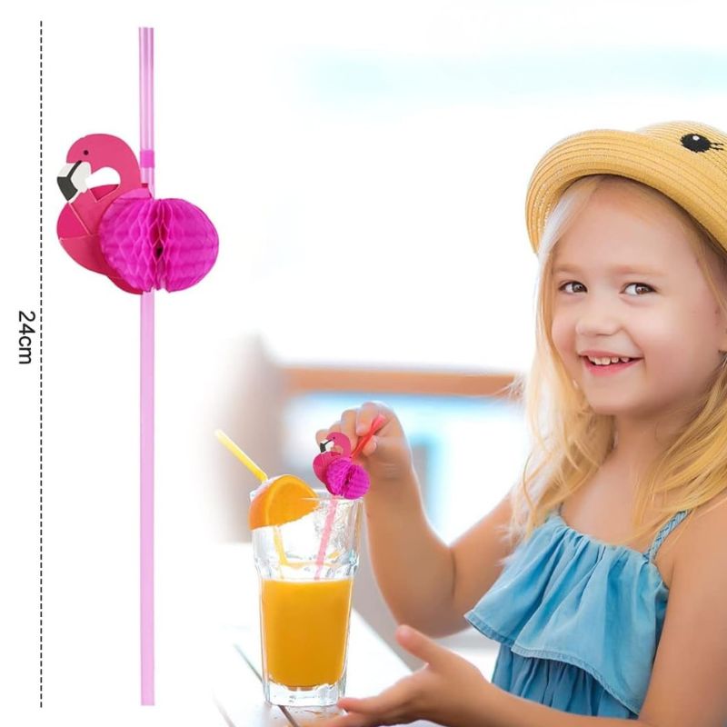 Décorations Été Pailles Flamant Rose 25 Pièces