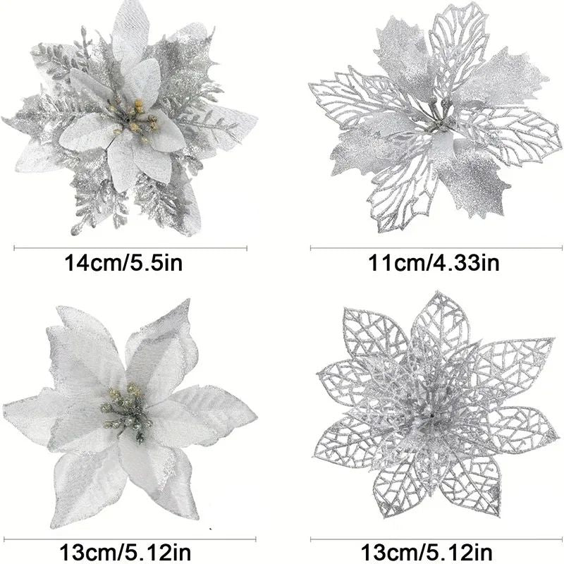 Décorations de Noël Fleurs Pailletées