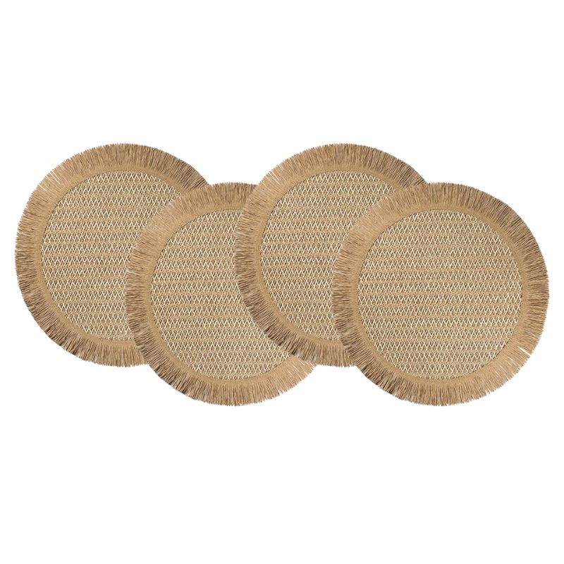 Set De Table En Papier Bohème Rond Avec Franges Naturelles