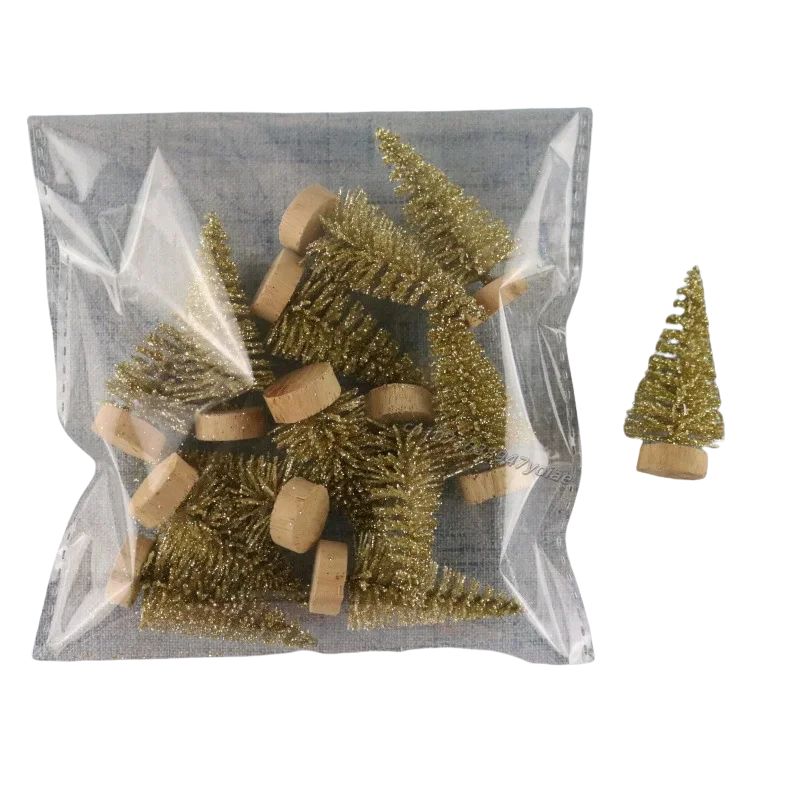 Sapin En Bois Mini Avec Neige Artificielle Lot de 12 Pièces
