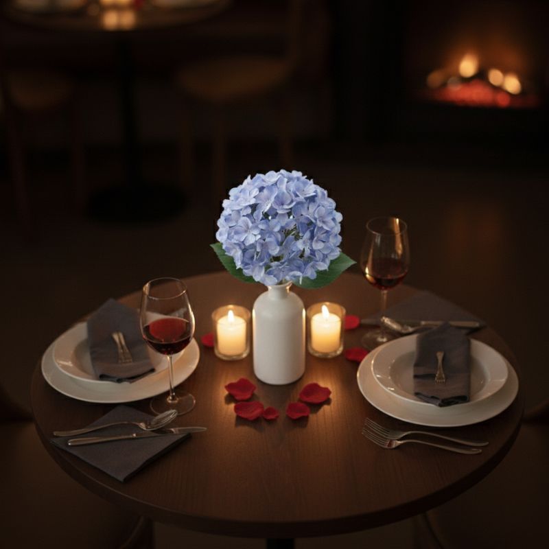 Fleur Artificielle Bleu Hortensia à Effet Naturel