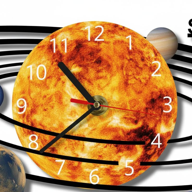 Horloge Astronomique Murale en Acrylique Système Solaire Décoratif